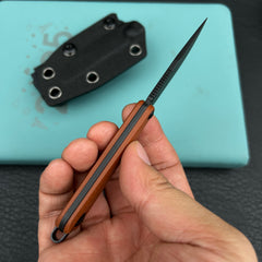 Kubey KNIVES KU451C YAG Fixed Blade Knife Brown Micarta Handle 2.3" Blackwash 14C28N Fixed  Knife