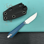 KUBEY knife KU451B YAG Fixed Blade Knife Blue Micarta Handle 2.3" Beadblast 14C28N Fixed  Knife