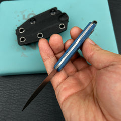 Kubey KNIVES KU451B YAG Fixed Blade Knife Blue Micarta Handle 2.3" Beadblast 14C28N Fixed  Knife