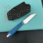 KUBEY knife KU450B YAG Fixed Blade Knife Blue Micarta Handle 2.4" Beadblast 14C28N Fixed  Knife