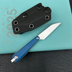 Kubey KNIVES KU450B YAG Fixed Blade Knife Blue Micarta Handle 2.4" Beadblast 14C28N Fixed  Knife