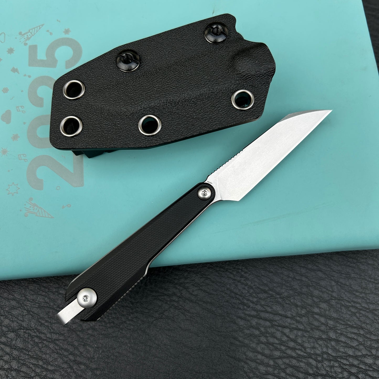 KUBEY KU450A YAG Fixed Blade Knife Black G10 Handle 2.4" Beadblast 14C28N Fixed  Knife