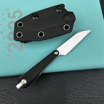 KUBEY KU450A YAG Fixed Blade Knife Black G10 Handle 2.4" Beadblast 14C28N Fixed  Knife