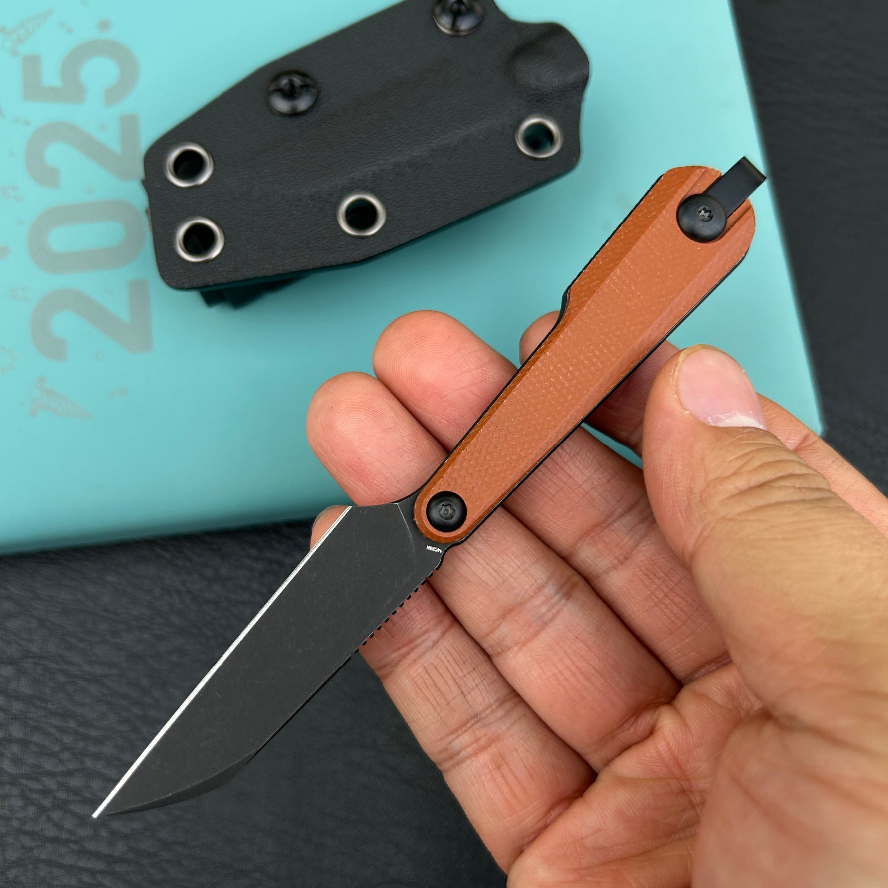KUBEY knife KU450C YAG Fixed Blade Knife Brown Micarta Handle 2.4" Beadblast 14C28N Fixed  KnifeFixed  Knife