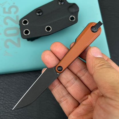 KUBEY KU450C YAG Fixed Blade Knife Brown Micarta Handle 2.4" Beadblast 14C28N Fixed  KnifeFixed  Knife