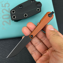 Kubey KNIVES KU450C YAG Fixed Blade Knife Brown Micarta Handle 2.4" Beadblast 14C28N Fixed  KnifeFixed  Knife