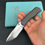 KB KNIVES KB444C Folklore Folding Knife Regular DLC Titanium w/ Jigged Pattern Milling Handle 3.42'' Belt Satin M390 Blade