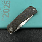 KB KNIVES KB444B Folklore Folding Knife Flame Titanium w/ Jigged Pattern Milling Handle 3.42'' Belt Satin M390 Blade