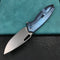 KUBEY KB360D Tityus Frame Lock Flipper Folding Knife  blue 6AL4V Titanium Handle  3.39" Blasted Stonewashed 14C28N