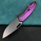 KUBEY KB360C Tityus Frame Lock Flipper Folding Knife  Purple 6AL4V Titanium Handle  3.39" Blasted Stonewashed 14C28N