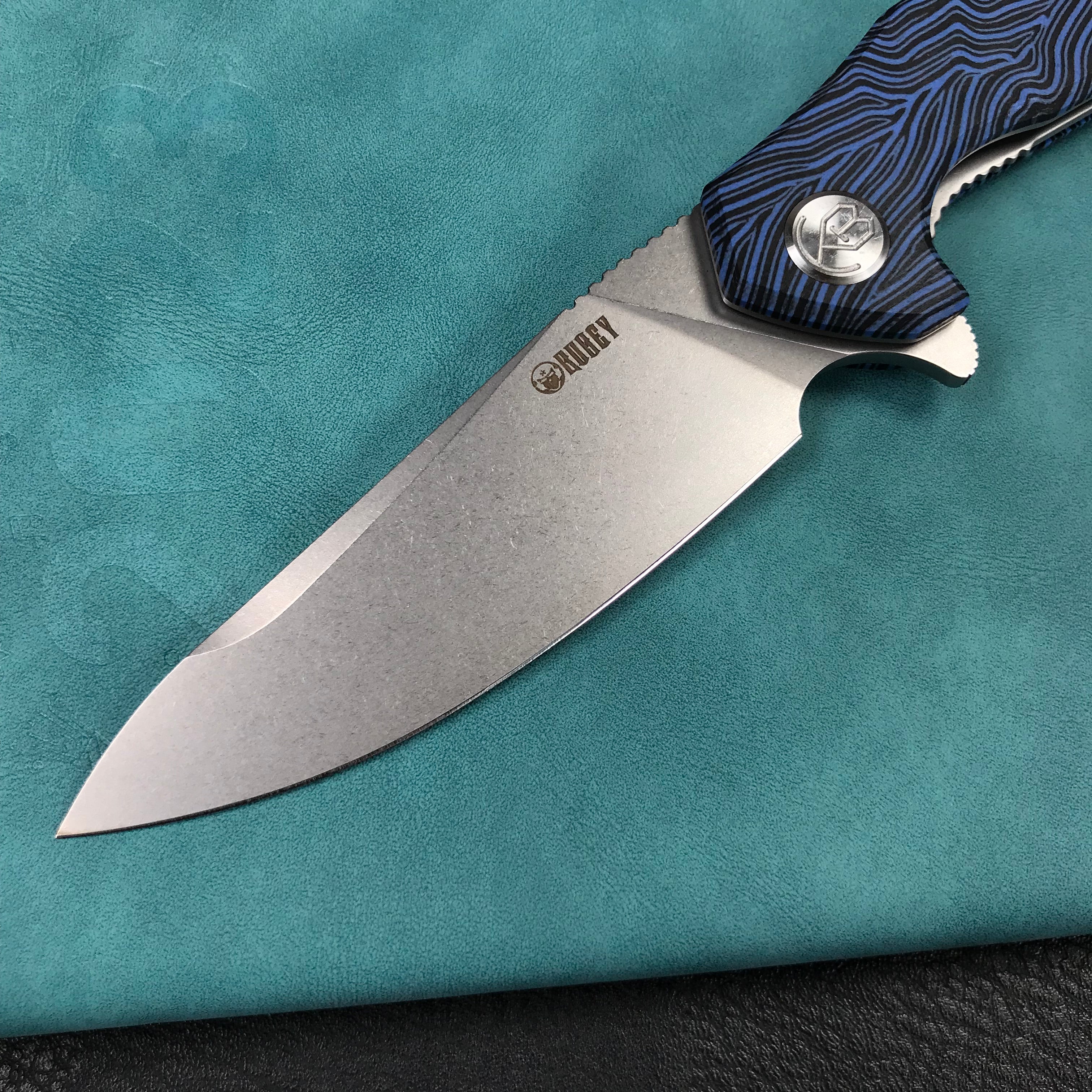 KUBEY KU117J Nova Liner Lock Flipper Folding Pocket Knife blue&black Damascus G10 Handle Beadblasted D2