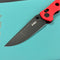 KUBEY KU172E Hound Crossbar Lock Folding Pocket Knife Red G-10 Handle 3.43" Blackwash 14C28N Blade