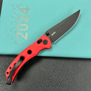 KUBEY KU172E Hound Crossbar Lock Folding Pocket Knife Red G-10 Handle 3.43" Blackwash 14C28N Blade