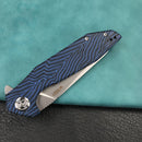 KUBEY KU117J Nova Liner Lock Flipper Folding Pocket Knife blue&black Damascus G10 Handle Beadblasted D2