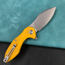 KUBEY KU236H Noble Nest Liner Lock Folding Knife Yellow G10 Handle 3.15" Bead Blasted  D2