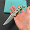 KUBEY KU172G  Hound Crossbar Lock Folding Pocket Knife Jade G-10 Handle 3.43" Stonewash 14C28N Blade