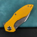KUBEY KU236H Noble Nest Liner Lock Folding Knife Yellow G10 Handle 3.15" Bead Blasted  D2