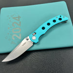 KUBEY KU172C  Hound Crossbar Lock Folding Pocket Knife Tiffany Blue G-10 Handle 3.43" Stonewash 14C28N Blade