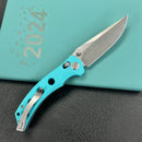 KUBEY KU172C  Hound Crossbar Lock Folding Pocket Knife Tiffany Blue G-10 Handle 3.43" Stonewash 14C28N Blade