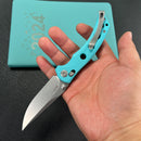 KUBEY KU172C  Hound Crossbar Lock Folding Pocket Knife Tiffany Blue G-10 Handle 3.43" Stonewash 14C28N Blade