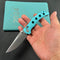 KUBEY KU172C  Hound Crossbar Lock Folding Pocket Knife Tiffany Blue G-10 Handle 3.43" Stonewash 14C28N Blade