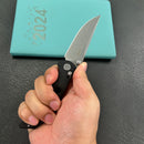 KUBEY KU172A Hound Crossbar Lock Folding Pocket Knife Black G-10 Handle 3.43" Stonewash 14C28N Blade