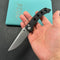 KUBEY KU172A Hound Crossbar Lock Folding Pocket Knife Black G-10 Handle 3.43" Stonewash 14C28N Blade