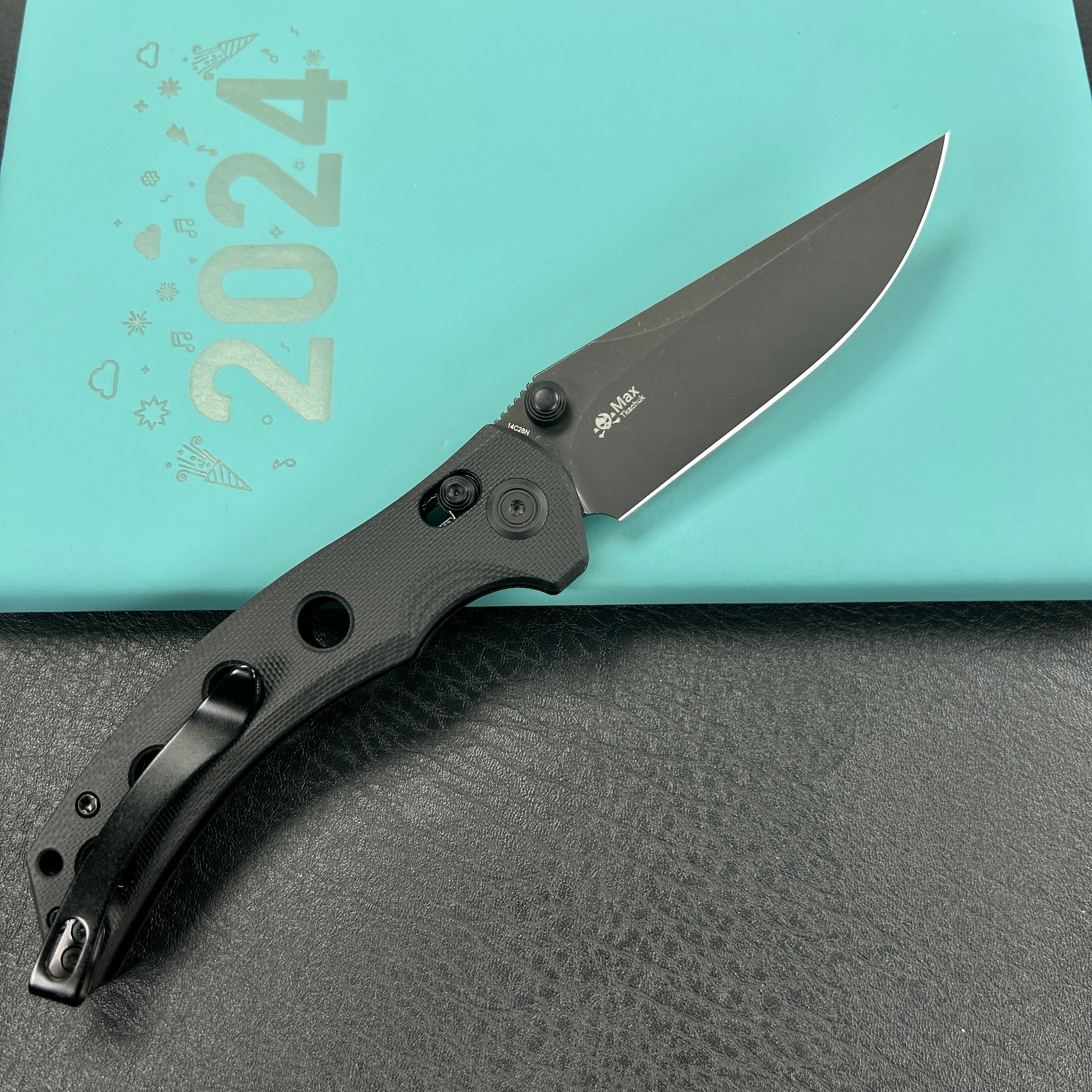 KUBEY KU172B Hound Crossbar Lock Folding Pocket Knife Black G-10 Handle 3.43" Blackwash 14C28N Blade