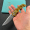 KUBEY KU172F Hound Crossbar Lock Folding Pocket Knife Ultem Handle 3.43" Stonewash 14C28N Blade
