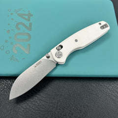 KUBEY KU288E Breeze Every Carry Pocket Knife Crossbar Lock White G10 Handle 3.03" Stonewash 14C28N Blade