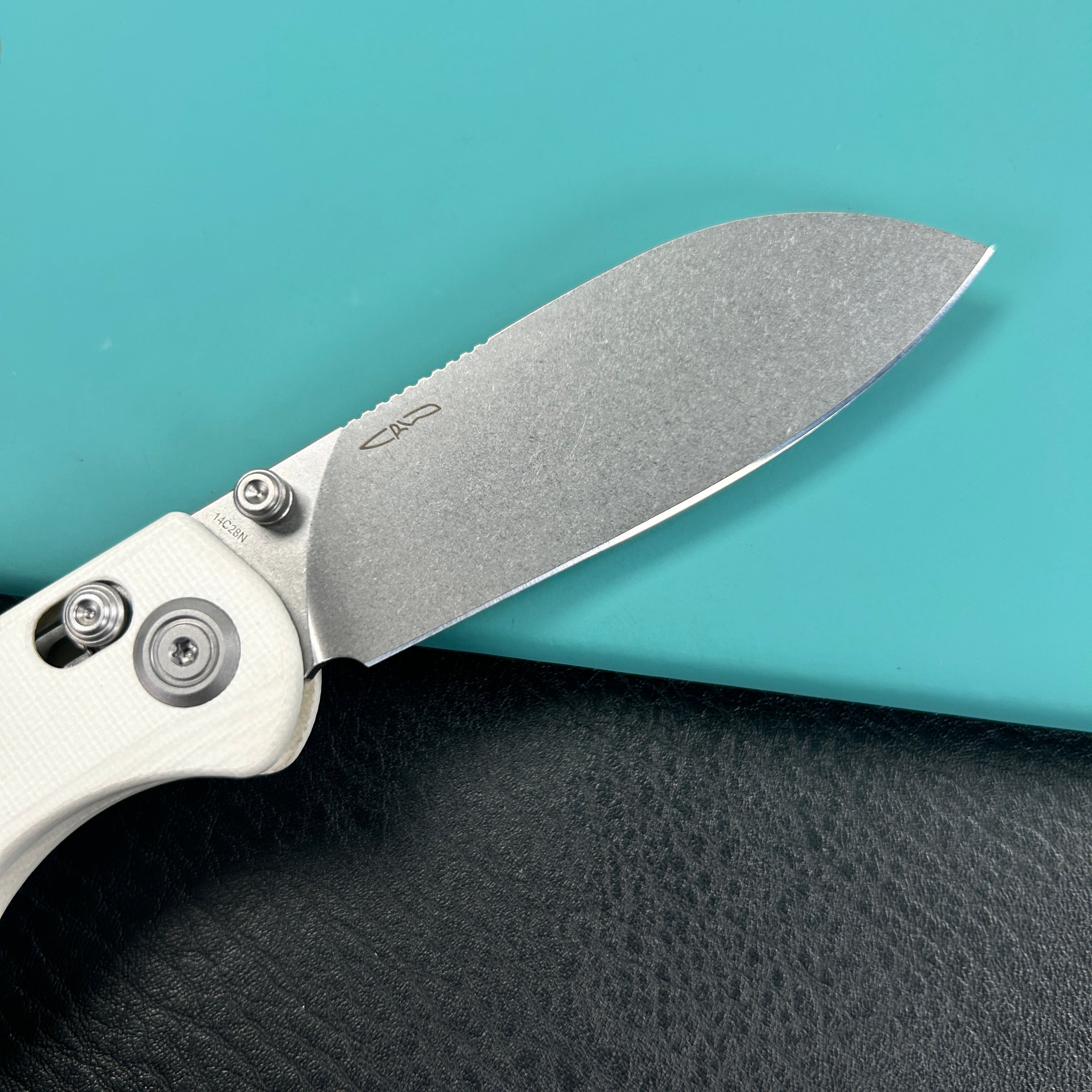 KUBEY KU288E Breeze Every Carry Pocket Knife Crossbar Lock White G10 Handle 3.03" Stonewash 14C28N Blade