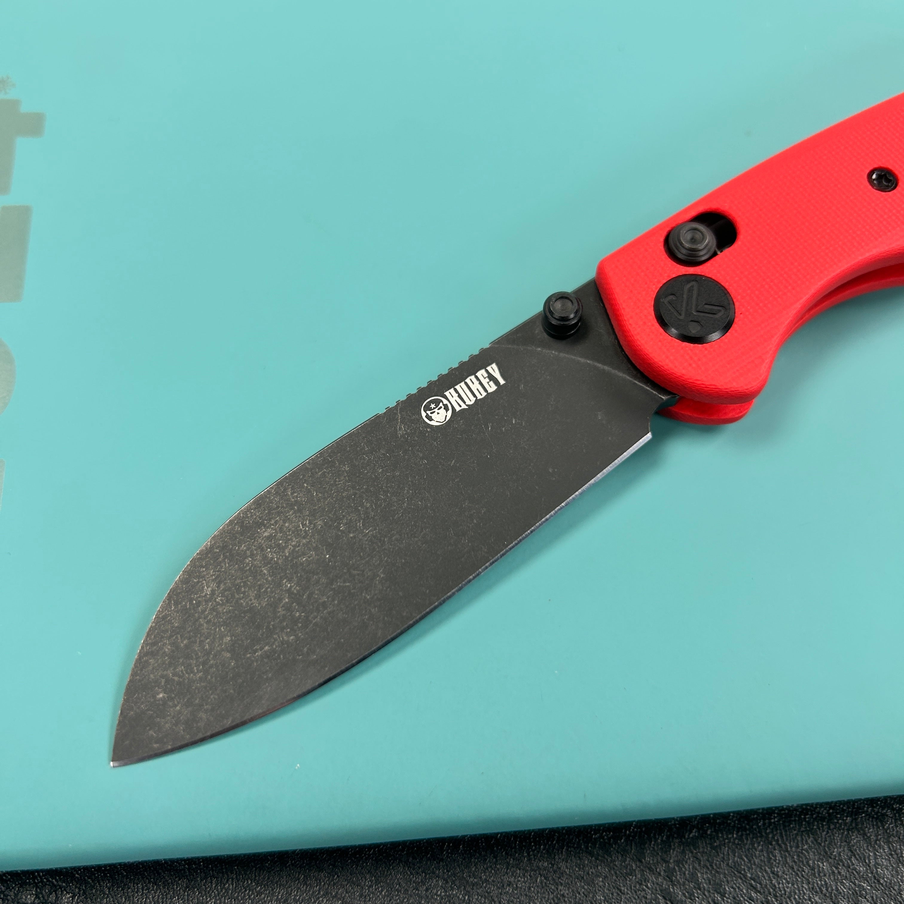 KUBEY KU288F  Breeze Every Carry Pocket Knife Crossbar Lock Red G10 Handle 3.03" Blackwash 14C28N Blade