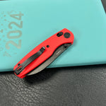 KUBEY KU288F  Breeze Every Carry Pocket Knife Crossbar Lock Red G10 Handle 3.03" Blackwash 14C28N Blade