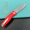 KUBEY  KU288B Breeze Every Carry Pocket Knife Crossbar Lock Red G10 Handle 3.03" Stonewash 14C28N Blade