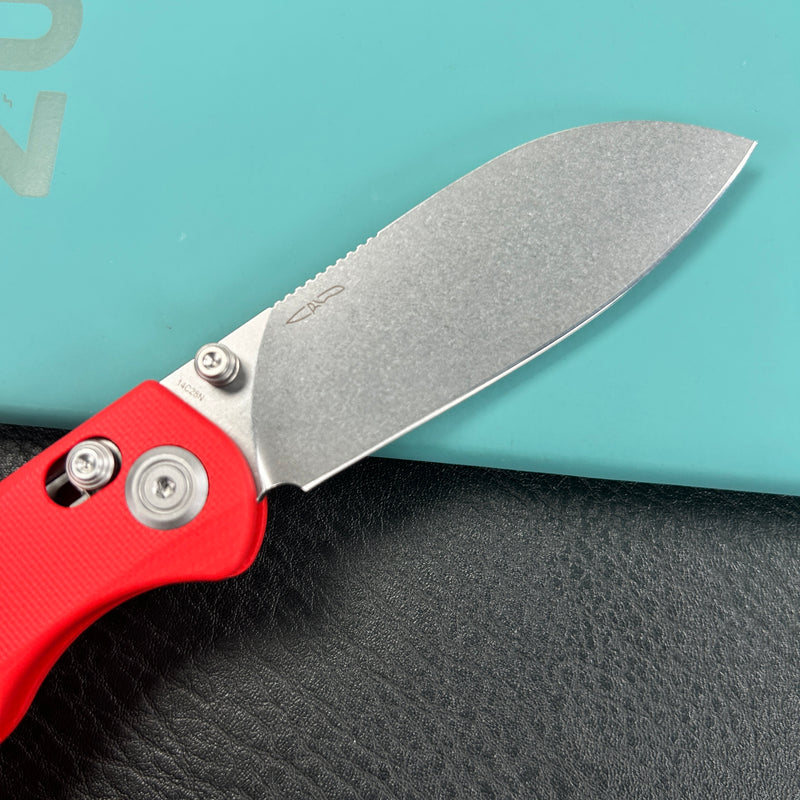 KUBEY  KU288B Breeze Every Carry Pocket Knife Crossbar Lock Red G10 Handle 3.03" Stonewash 14C28N Blade