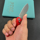 KUBEY  KU288B Breeze Every Carry Pocket Knife Crossbar Lock Red G10 Handle 3.03" Stonewash 14C28N Blade