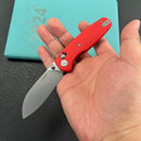 KUBEY  KU288B Breeze Every Carry Pocket Knife Crossbar Lock Red G10 Handle 3.03" Stonewash 14C28N Blade