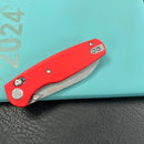 KUBEY  KU288B Breeze Every Carry Pocket Knife Crossbar Lock Red G10 Handle 3.03" Stonewash 14C28N Blade