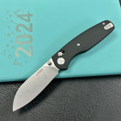 KUBEY KU288A Breeze Every Carry Pocket Knife Crossbar Lock Black G10 Handle 3.03" Stonewash 14C28N Blade