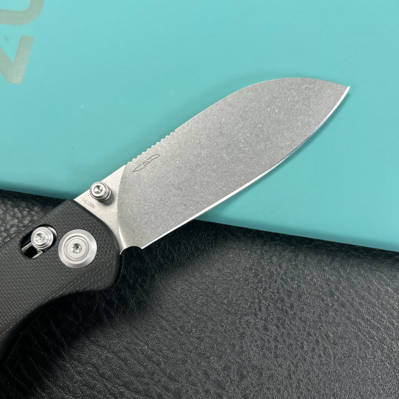 KUBEY KU288A Breeze Every Carry Pocket Knife Crossbar Lock Black G10 Handle 3.03" Stonewash 14C28N Blade