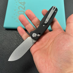 KUBEY KU288A Breeze Every Carry Pocket Knife Crossbar Lock Black G10 Handle 3.03" Stonewash 14C28N Blade