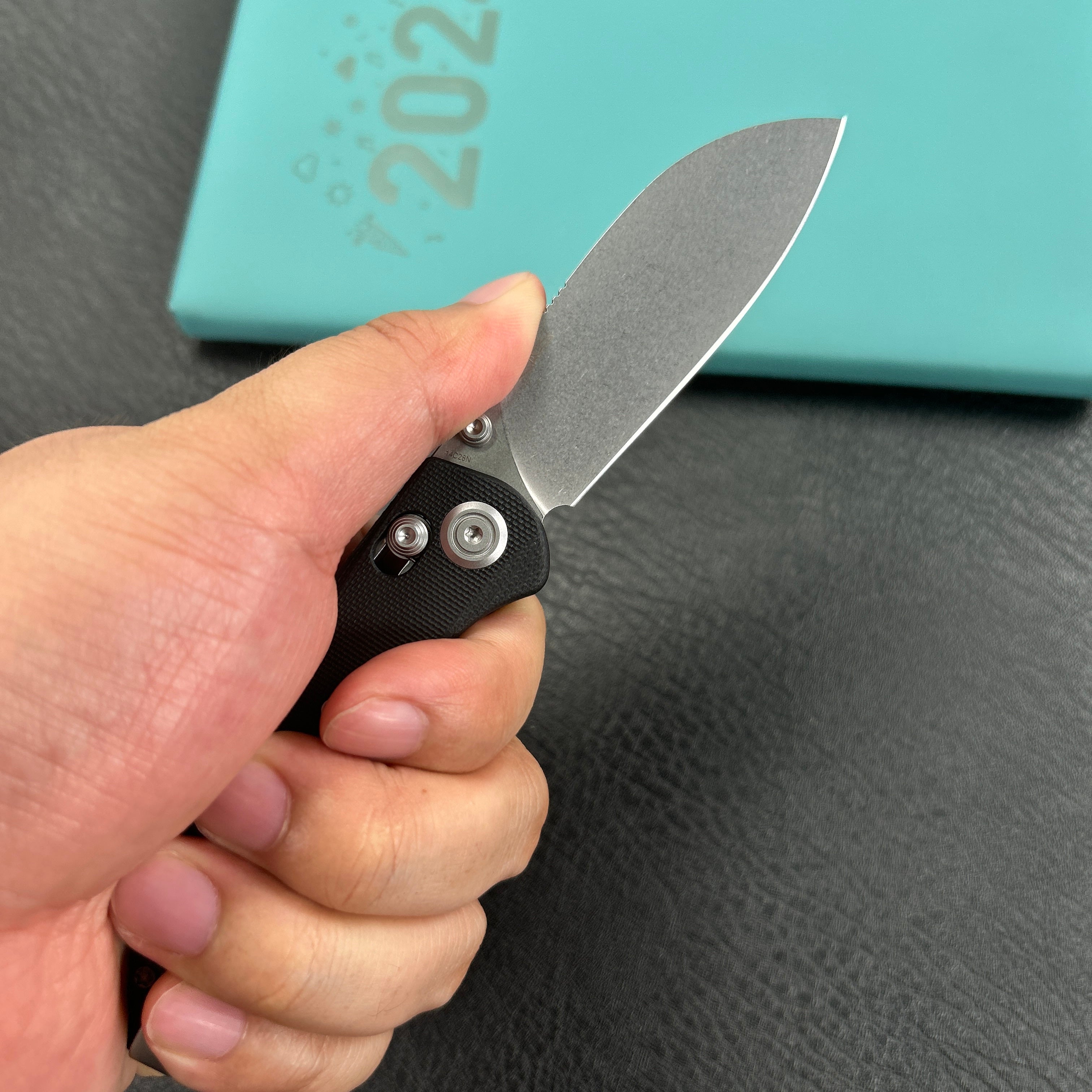 KUBEY KU288A Breeze Every Carry Pocket Knife Crossbar Lock Black G10 Handle 3.03" Stonewash 14C28N Blade