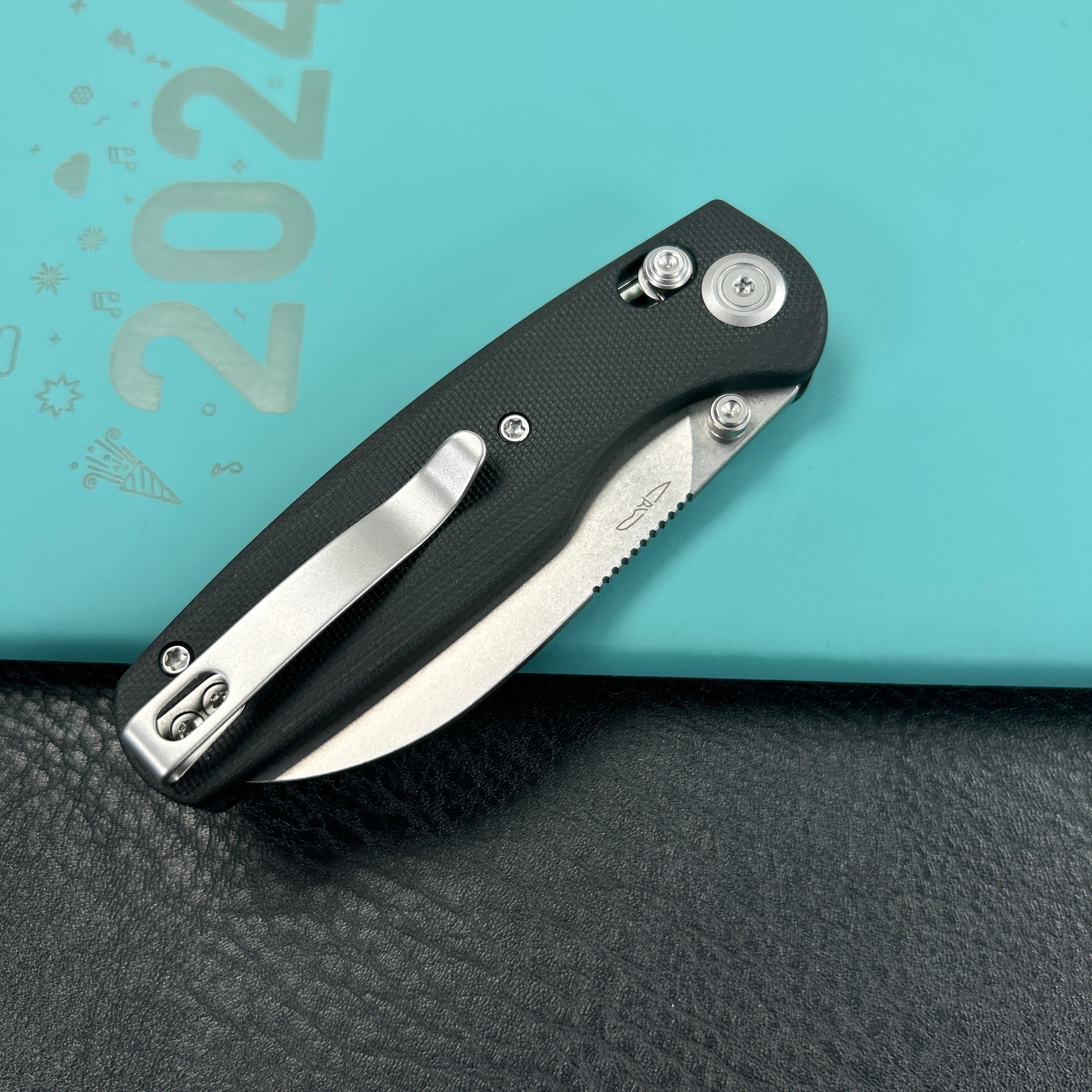 KUBEY KU288A Breeze Every Carry Pocket Knife Crossbar Lock Black G10 Handle 3.03" Stonewash 14C28N Blade