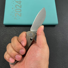 KUBEY KU288C Breeze Every Carry Pocket Knife Crossbar Lock Tan G10 Handle 3.03" Stonewash 14C28N Blade