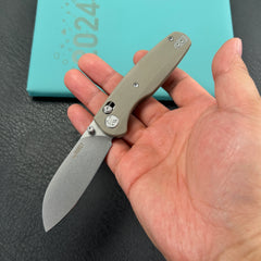 KUBEY KU288C Breeze Every Carry Pocket Knife Crossbar Lock Tan G10 Handle 3.03" Stonewash 14C28N Blade