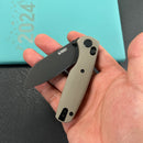 KUBEY KU288G Breeze Every Carry Pocket Knife Crossbar Lock Tan G10 Handle 3.03" Blackwash 14C28N Blade