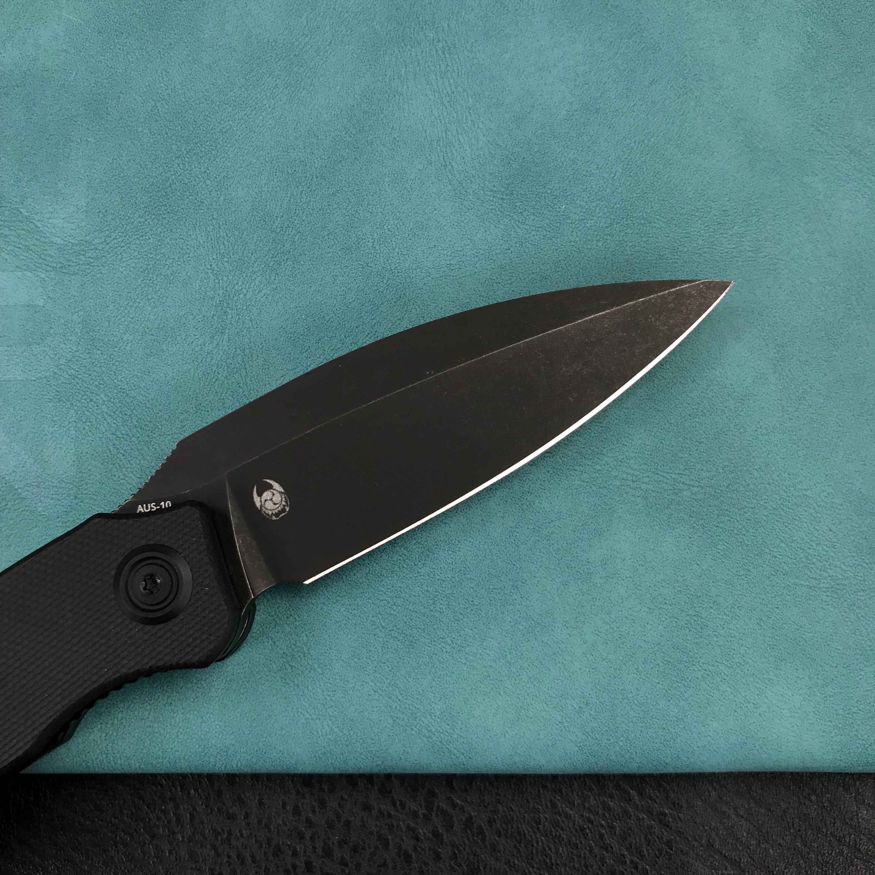 KUBEY KU333G Leaf Liner Lock Front Flipper Folding Knife Black G10 Handle 2.99" Black Stonewashed AUS-10