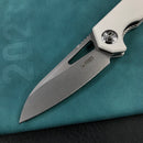 KUBEY  KU291  Vagrant Liner Lock Folding Knife  White  G10 Handle 3.1" Sandblast AUS-10