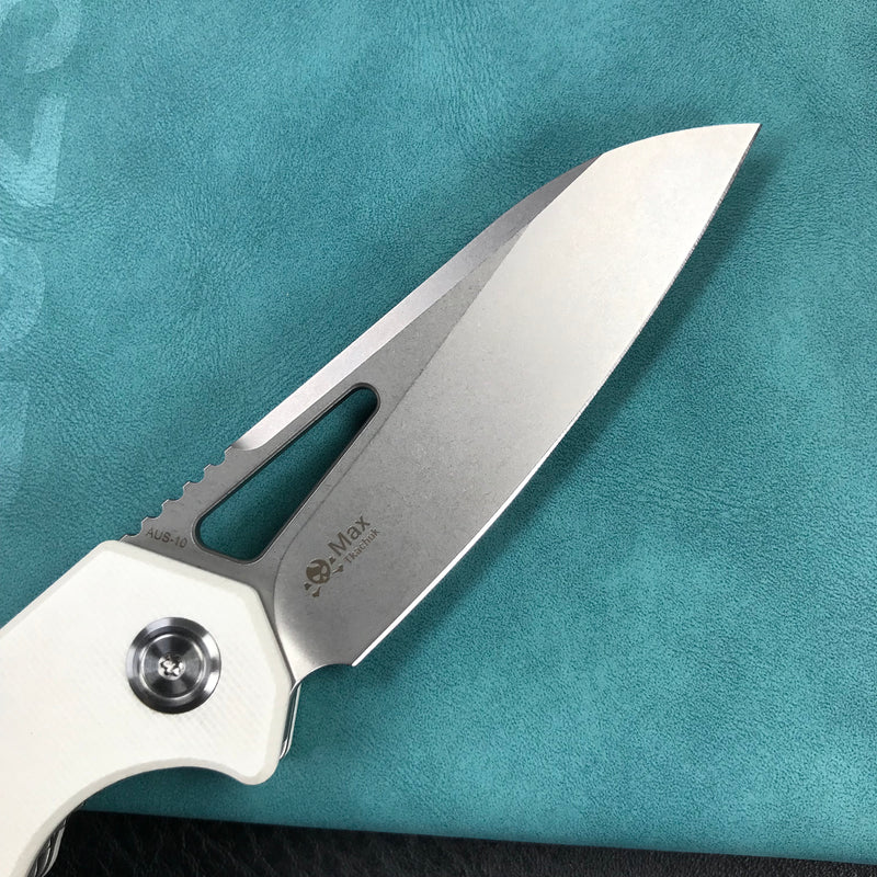 KUBEY  KU291  Vagrant Liner Lock Folding Knife  White  G10 Handle 3.1" Sandblast AUS-10