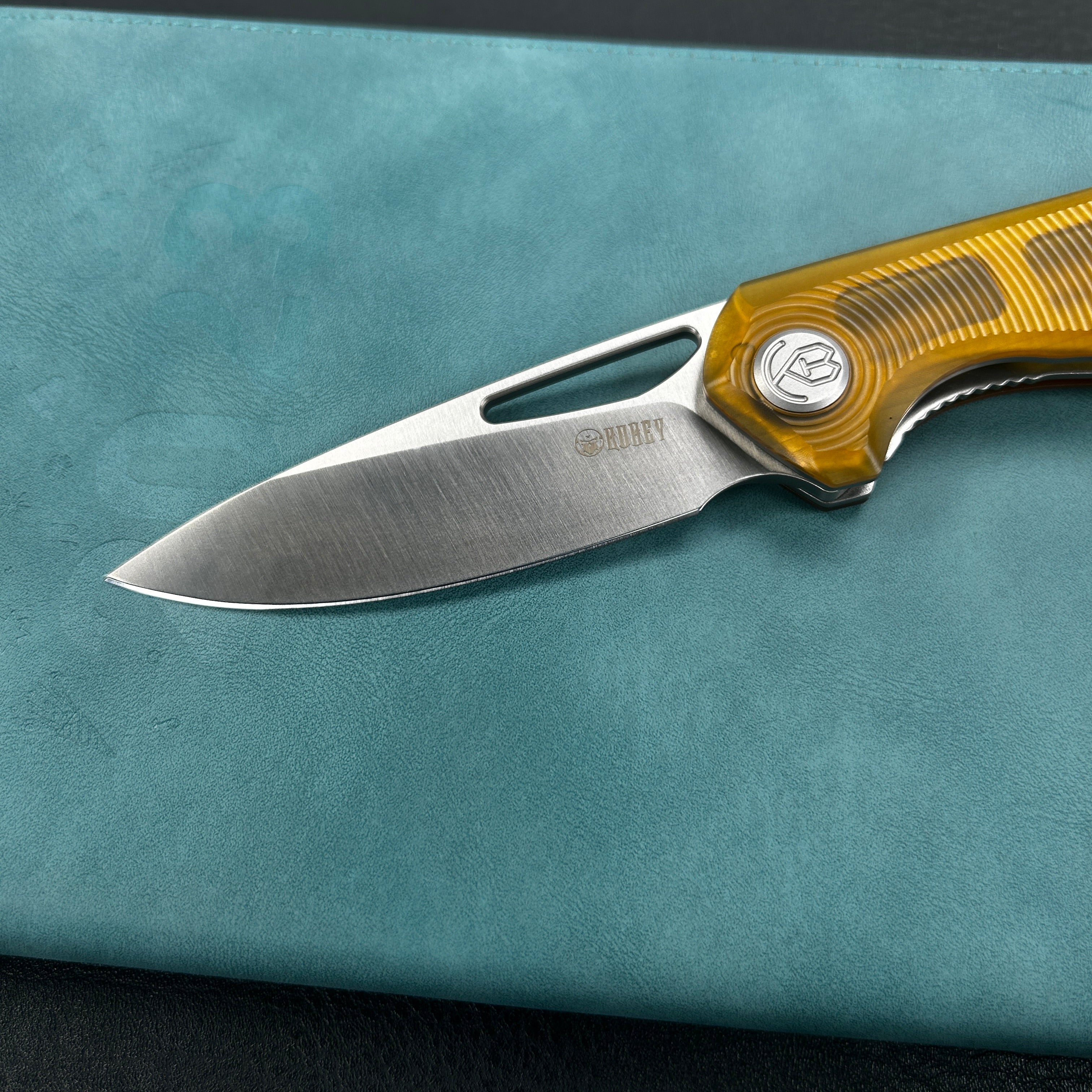 KUBEY KU324H Doris Liner Lock Front Flipper Folding Knife Ultem Handle 3.27" Satin Finish 14C28N